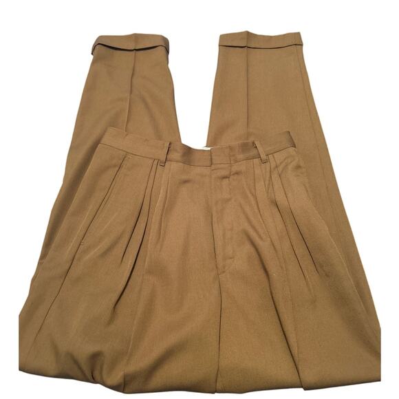 GUC Checkpoint Men's Light Brown Dress Pants Pleats Cuffs Size 29 x 32 - Picture 2 of 5